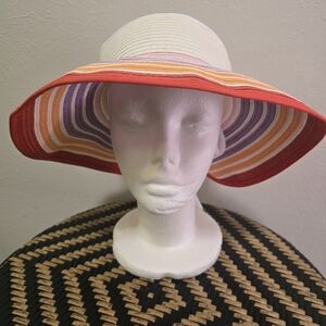 Serra Wide Brim Stripe Visor Beach Hat